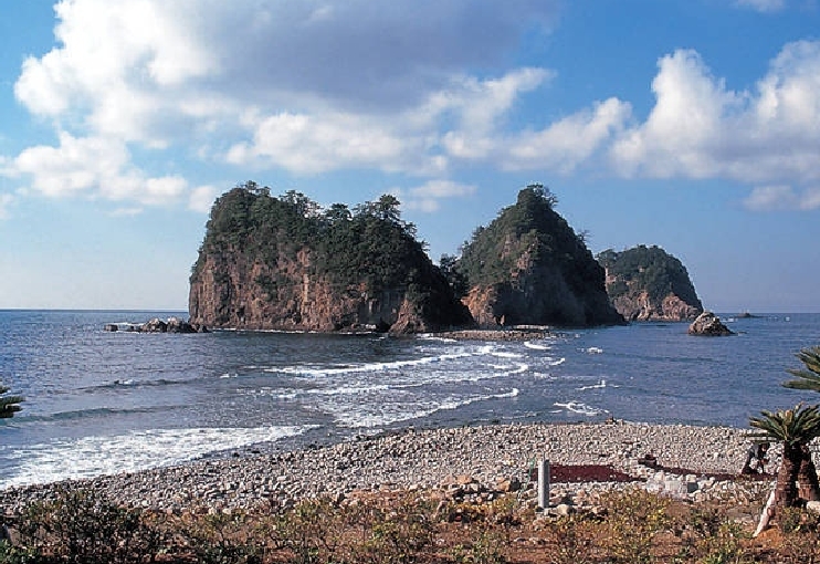 堂ヶ島のトンボロ（瀬浜海岸）